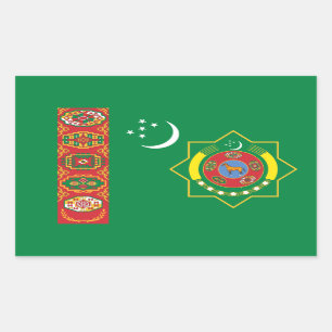 Turkmenische Flagge und Emblem, Flagge Turkmenista Rechteckiger Aufkleber