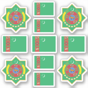 Turkmenische Staatssymbole / Wappen und Flagge Aufkleber