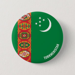 Turkmenistan Flag Cute Button