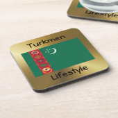 Turkmenistan Flag+Text-Untersetzer Untersetzer (Linke Seite)