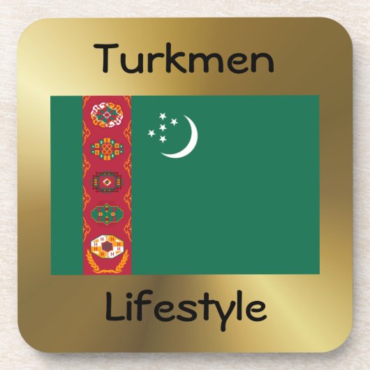 Turkmenistan Flag+Text-Untersetzer Untersetzer (Vorderseite)