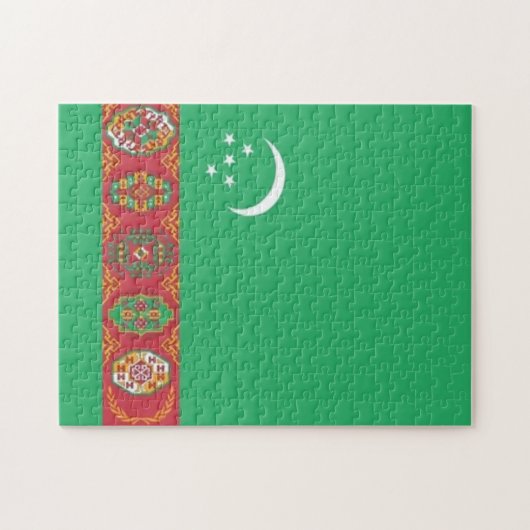Turkmenistan - Flagge Puzzle (Horizontal)