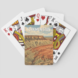 Turkmenistan Illustration Reise Kunst Vintage Spielkarten