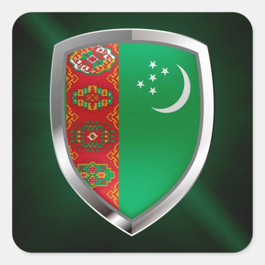 Turkmenistan Metallisches Emblem Quadratischer Aufkleber (Vorderseite)