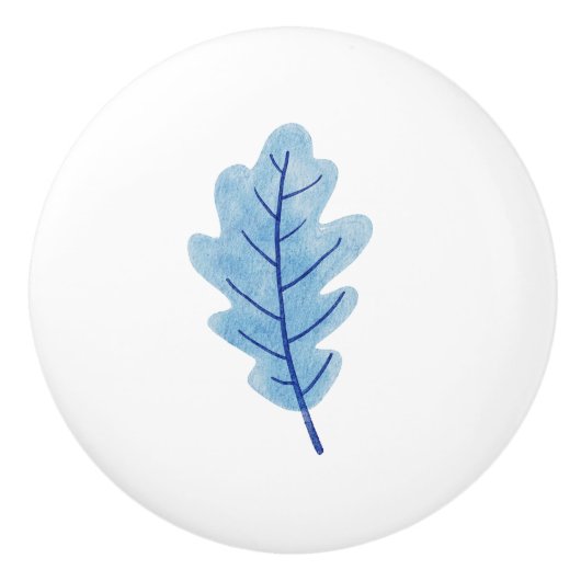 Türknauf Blaues Blatt Keramikknauf (Vorderseite)