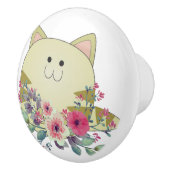 Türknauf Blumen Katze Kätzchen Keramikknauf (Rechts)