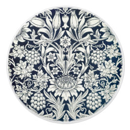 Türknopf - Blaue weiße Sonnenblumen und Weinreben Keramikknauf