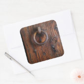 Türknopf im Vintagen Holzstil Quadratischer Aufkleber (Umschlag)