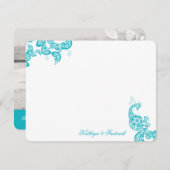 Türkquoise Blue Paisley Peacock Danke-Karte Dankeskarte (Vorne/Hinten)