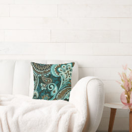 Türkquoise Brown Vintag Paisley Kissen