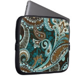 Türkquoise Brown Vintag Paisley Laptopschutzhülle (Vorne Rechts)
