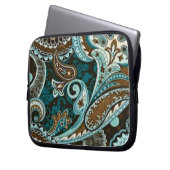 Türkquoise Brown Vintag Paisley Laptopschutzhülle (Vorderseite Links)