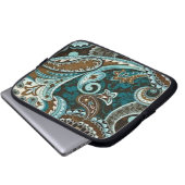 Türkquoise Brown Vintag Paisley Laptopschutzhülle (Vorne Knopf)