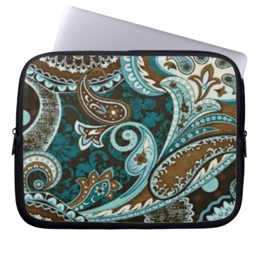 Türkquoise Brown Vintag Paisley Laptopschutzhülle (Vorderseite)