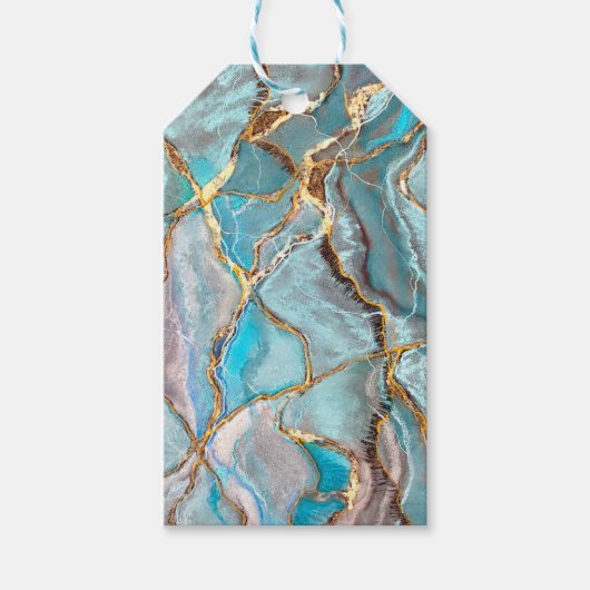 Türkquoise Geode Kintsugi Aquamarin Geschenkanhänger (Vorderseite)