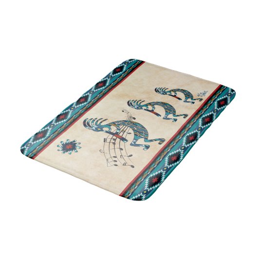 Türkquoise Kokopelli Bath Mat Badematte (Schrägansicht)