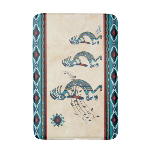 Türkquoise Kokopelli Bath Mat Badematte (Vorderseite Vertikal)
