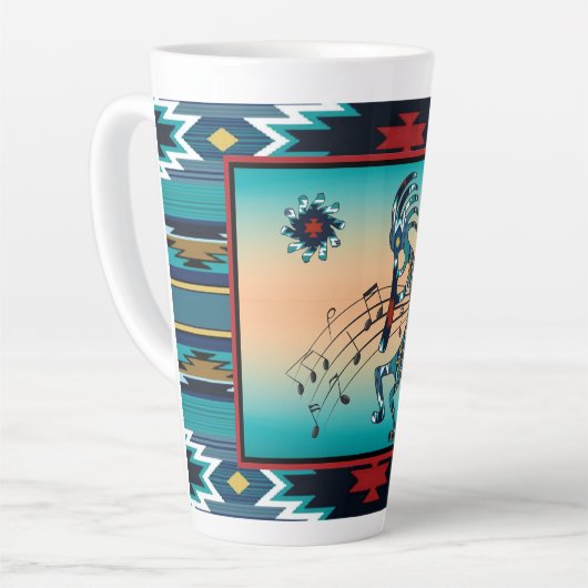 Türkquoise Kokopelli Latte Tasse (Linke Ecke)