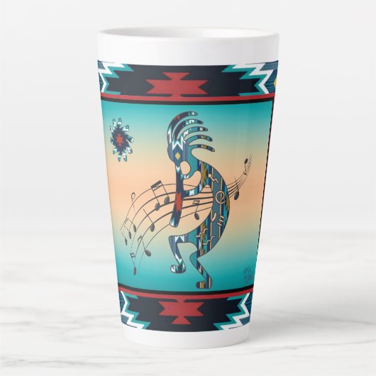 Türkquoise Kokopelli Latte Tasse (Vorderseite)
