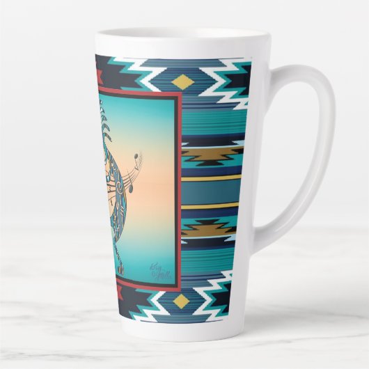 Türkquoise Kokopelli Latte Tasse (Rechts)