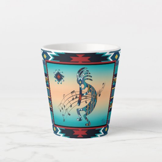 Türkquoise Kokopelli Latte Tasse (Vorderseite)