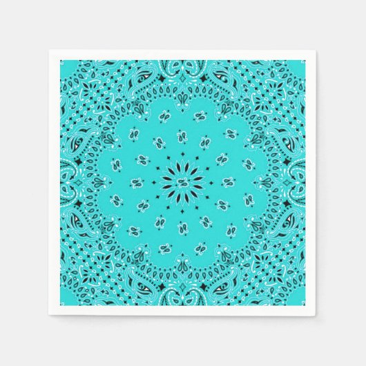 Türkquoise Paisley Bandana Scarf GRILLEN Picnic Na Serviette (Vorderseite)