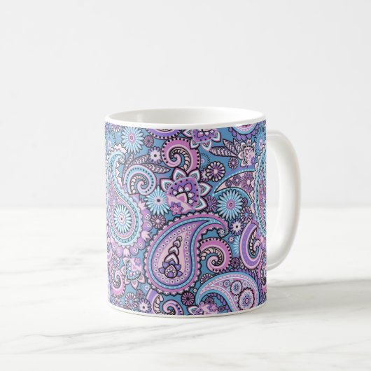 Türkquoise Paisley Kaffeetasse (VorderseiteRechts)