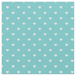 Türkquoise Polka Dot Hearts Stoff