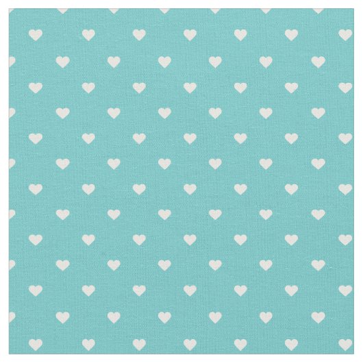 Türkquoise Polka Dot Hearts Stoff (Nahaufnahme)
