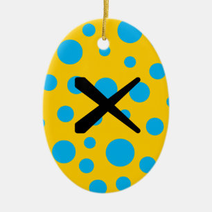 Türkquoise Polka Dots Keramik Ornament