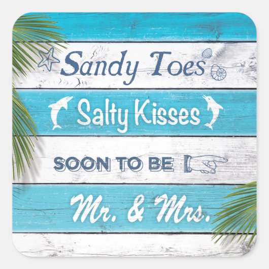 Türkquoise Sandy Toes Salty Kisses Sticker (Vorderseite)