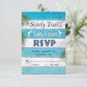Türkquoise Sandy Toes Salty Kisses UAWG RSVP Karte (Stehend Vorderseite)