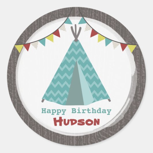 Türkquoise Tipi Birthday Sticker (Vorderseite)