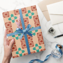 Türkquoise Zia Tribal Brown Tan Geschenkpapier