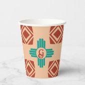 Türkquoise Zia Tribal Brown Tan Pappbecher (Vorderseite)