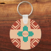 Türkquoise Zia Tribal Brown Tan Schlüsselanhänger (Vorderseite)