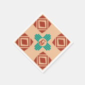 Türkquoise Zia Tribal Brown Tan Serviette (Ecke)