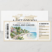 Turks and Caicos Trip Boarding Pass Ticket Einladung (Vorne/Hinten)