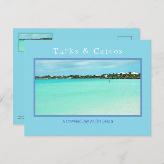 TURKS & CAICOS/CROWDED DAY AM STRAND (NICHT) POSTKARTE (Vorne/Hinten)