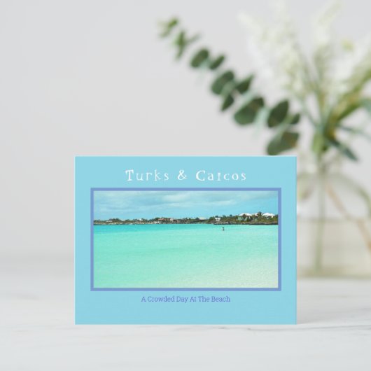 TURKS & CAICOS/CROWDED DAY AM STRAND (NICHT) POSTKARTE (Stehend Vorderseite)
