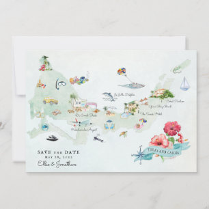 Turks & Caicos Hochzeit in Urlaubsort Fahrplan Einladung