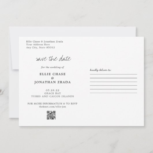 Turks & Caicos | Hochzeit in Urlaubsort Fahrplan Einladung (Rückseite)