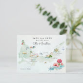 Turks & Caicos | Hochzeit in Urlaubsort Fahrplan Save The Date (Stehend Vorderseite)