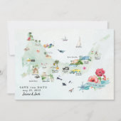 Turks & Caicos | Hochzeit in Urlaubsort Fahrplan Save The Date (Vorderseite)