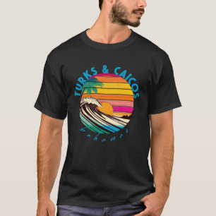 Turks & Caicos Retro Bahamas Beach im Stil der 80e T-Shirt