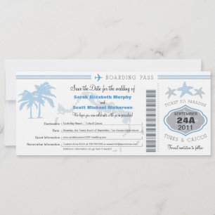 Turks- und Caico-Save the Date Boarding-Pass Save The Date