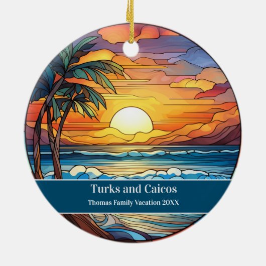Turks und Caicos Beach Urlaub Keramik Ornament (Hinten)