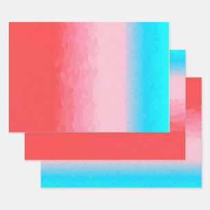 Turks und Caicos Blue und Coral Ombre Geschenkpapier Set
