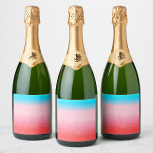 Turks und Caicos Blue und Coral Ombre Schaumweinetikett
