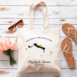 Turks und Caicos Hochzeitssacktasche, Tasche<br><div class="desc">Hochzeitswochenende Begrüßungsgeschenktasche für Gäste aus der Stadt,  um Ihre Hochzeit zu feiern,  mit Bild von Türken und Caicos mit goldenem Herzen. Fülle die Tasche mit deinen Lieblingsgoodies.</div>